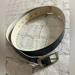 HICKOK INK NAVY TEXTURE LEATHER SNAP OFF SILVER TONE BUCKLE MENS BELT SIZE 40